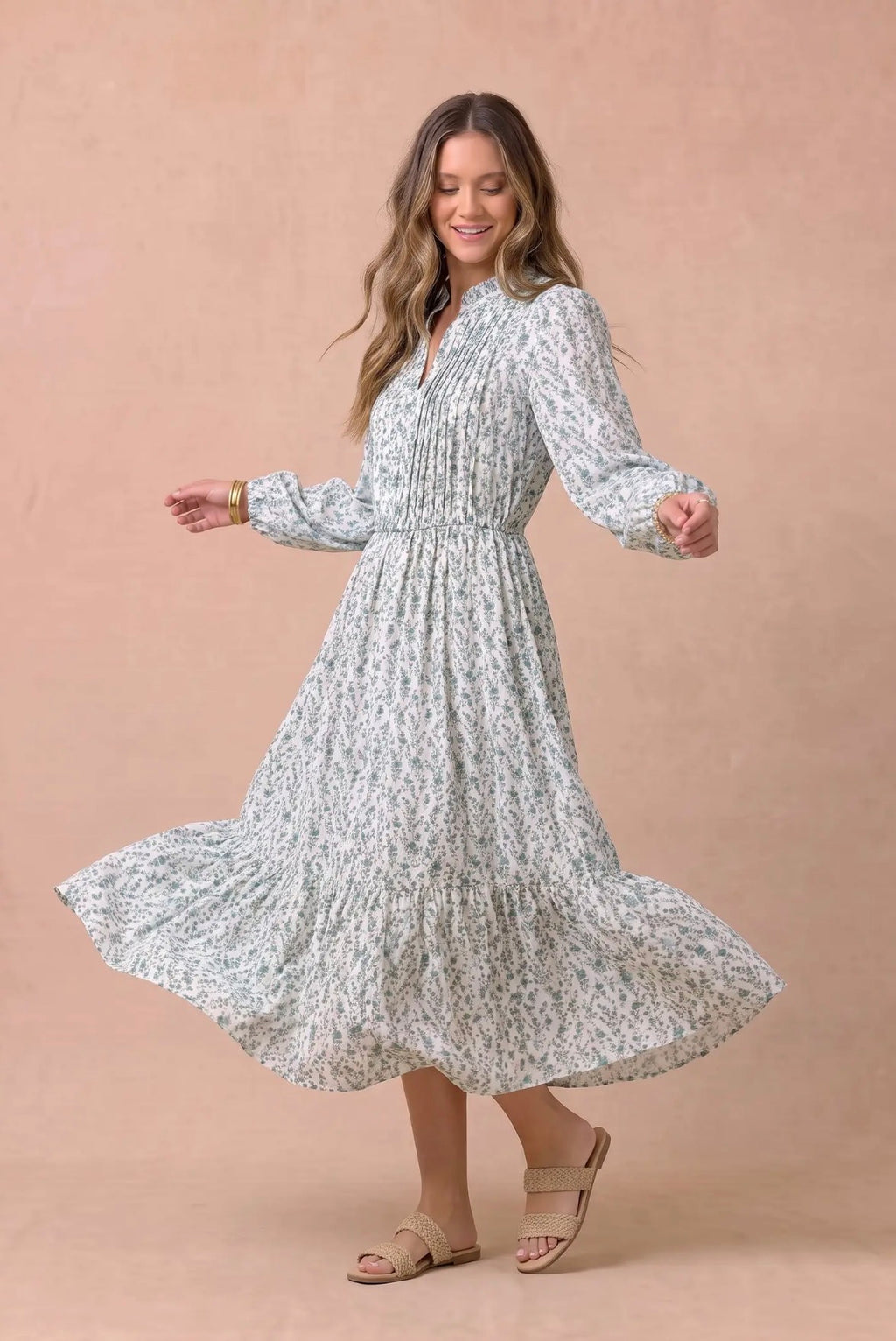 *PRE-ORDER* Ditsy Floral Mock Neck Midi Dress