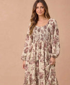 *PRE-ORDER* Floral Smocked Tiered Midi Dress