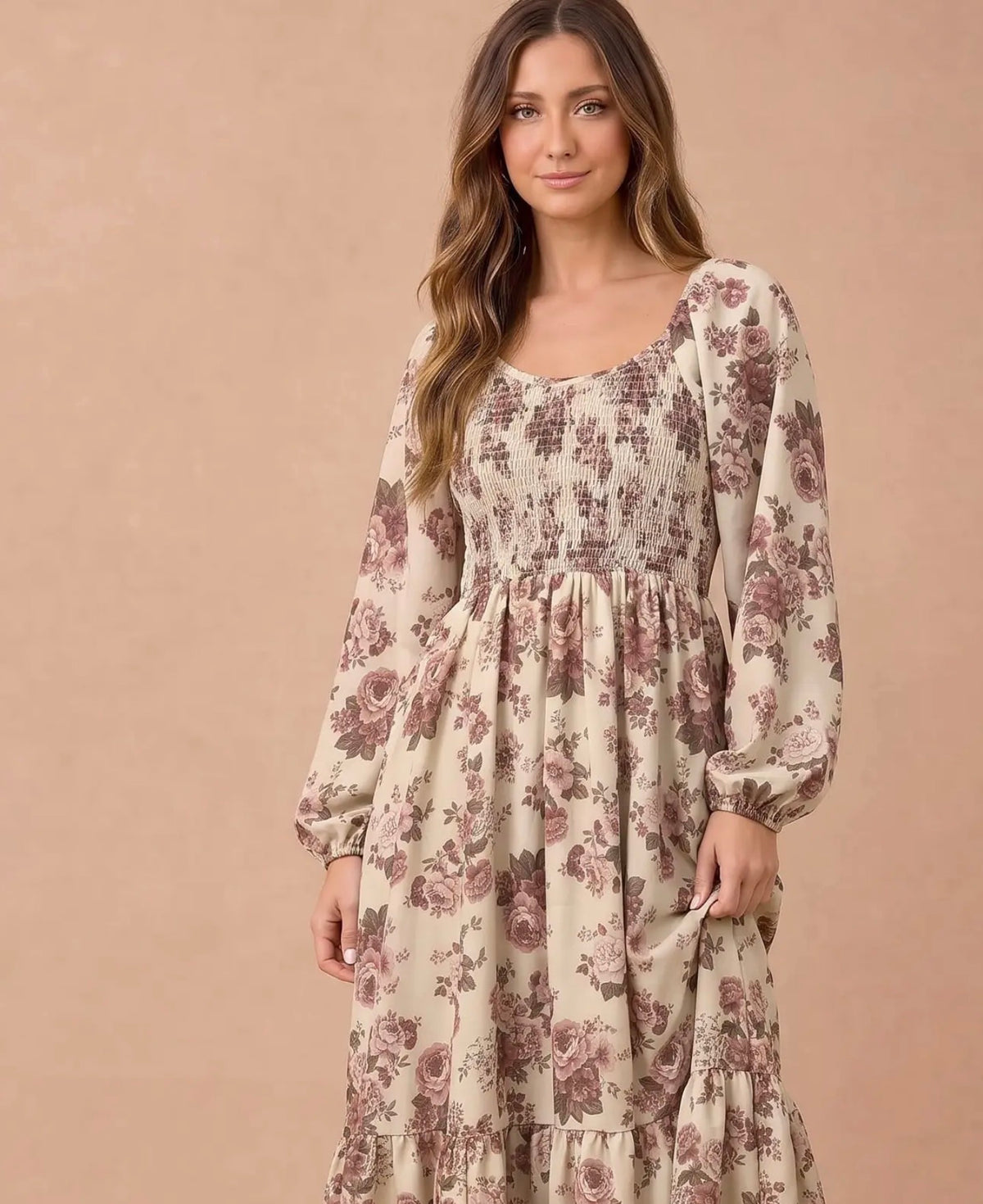 *PRE-ORDER* Floral Smocked Tiered Midi Dress