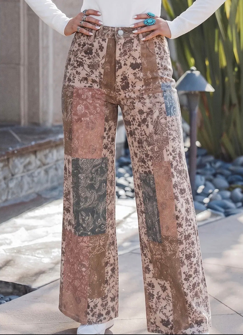*PRE-ORDER* Patchwork Print Casual Jeans