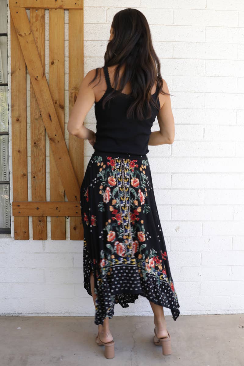 N6E22-A652 HANKY HEM MAXI SKIRT