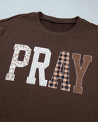 *PRE-ORDER* Pray Patchwork Embroidered Crew Neck Sweatshirt