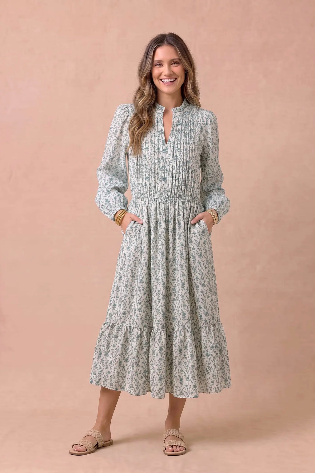 *PRE-ORDER* Ditsy Floral Mock Neck Midi Dress