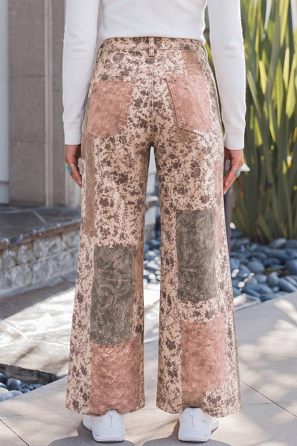 Western/ Patchwork Print Casual Shift Jeans