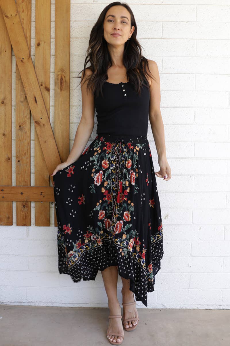 N6E22-A652 HANKY HEM MAXI SKIRT