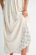 Textured Floral Empire Maxi Dress