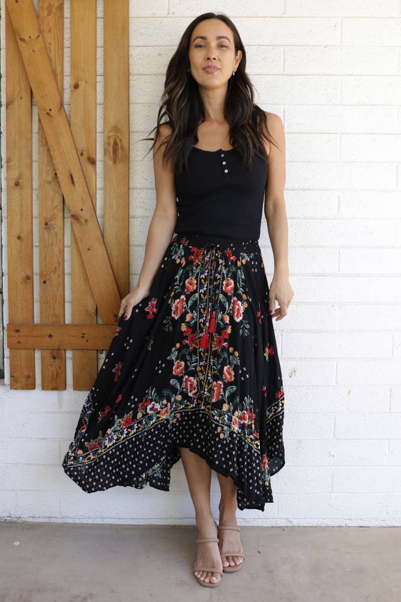 N6E22-A652 HANKY HEM MAXI SKIRT