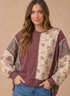 *PRE-ORDERED* Mixed Floral Waffle Knit PanelingTop