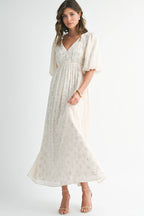 Textured Floral Empire Maxi Dress