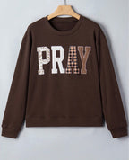 *PRE-ORDER* Pray Patchwork Embroidered Crew Neck Sweatshirt