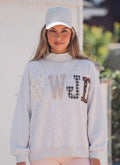 *PRE-OPDER* WWDJ Mixed Embroidery Patch Mock Neck Sweatshirt