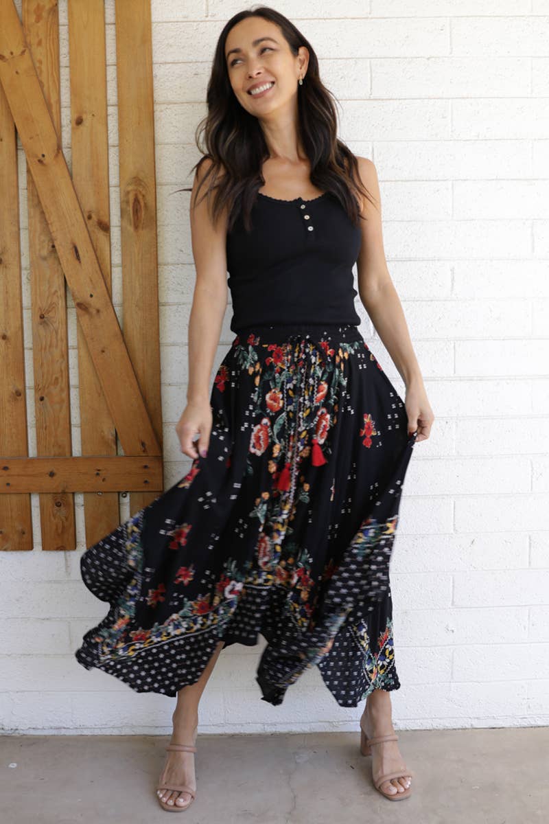 N6E22-A652 HANKY HEM MAXI SKIRT