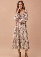 *PRE-ORDER* Floral Smocked Tiered Midi Dress