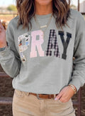 *PRE-ORDER* Pray Patchwork Embroidered Crew Neck Sweatshirt