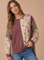 *PRE-ORDERED* Mixed Floral Waffle Knit PanelingTop