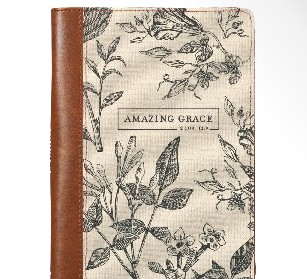 *PRE-ORDER* Amazing Grace Natural Canvas & Brown Faux Leather Journal