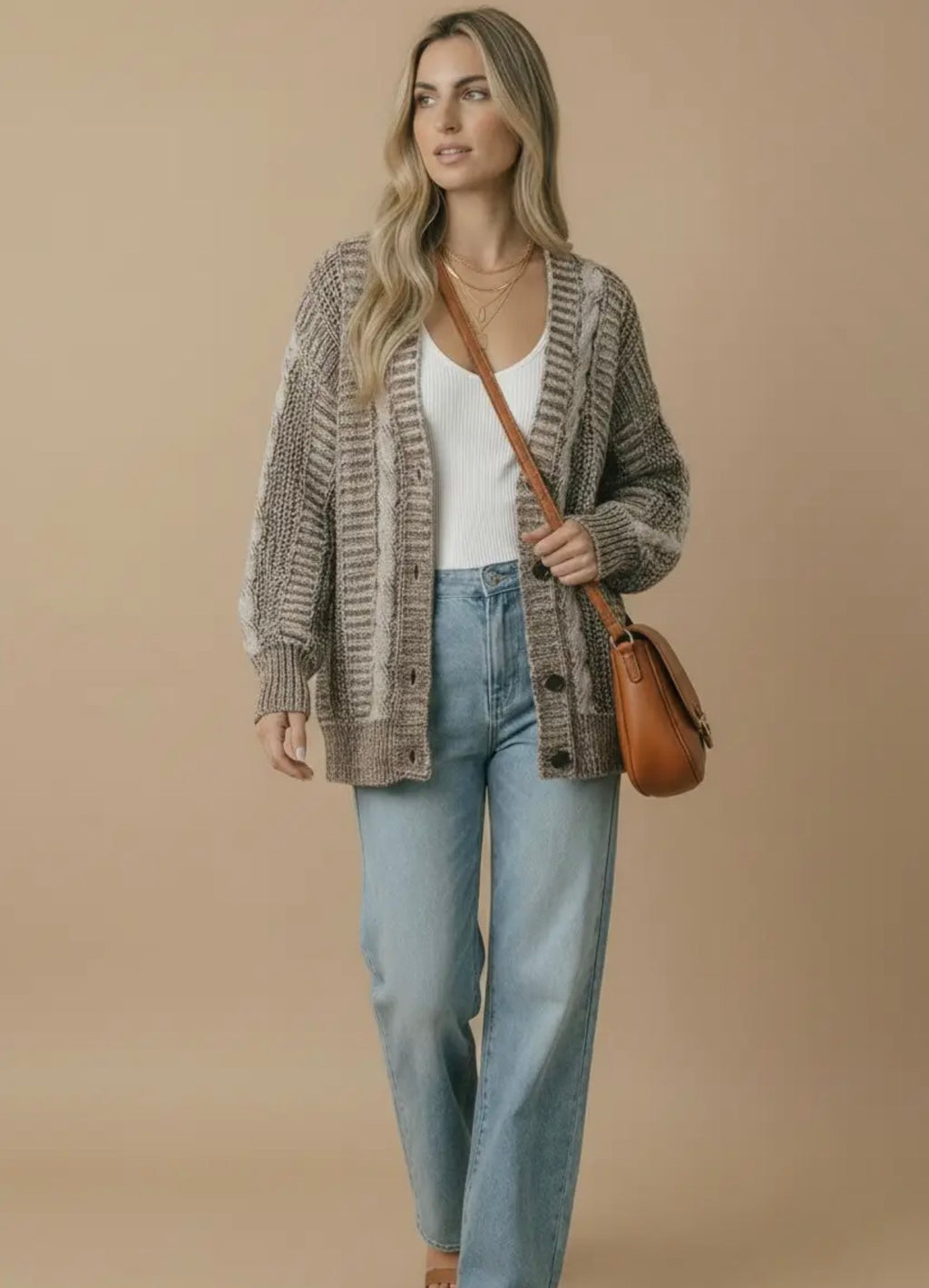 *PRE-ORDER* Button Down Oversized Chunky Cable Cardigan