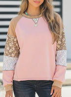 *PRE-ORDER* Color Block Floral Waffle Mixed Patchwork Long Sleeve Top