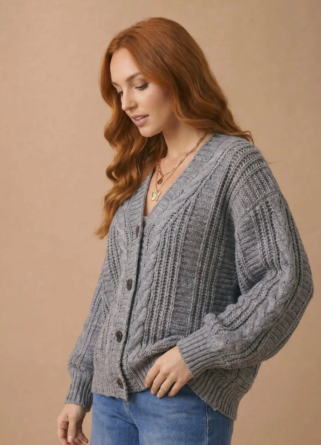 *PRE-ORDER* Button Down Oversized Chunky Cable Cardigan