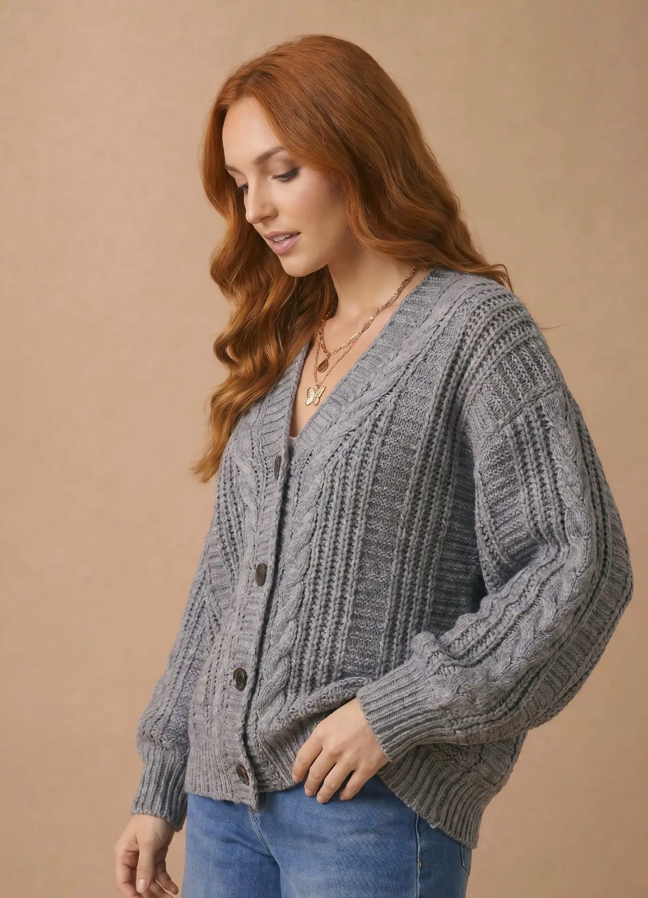 *PRE-ORDER* Button Down Oversized Chunky Cable Cardigan