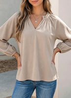 *PRE-ORDER* Solid V-Neck Three Quarter Sleeve Blouse