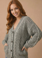 *PRE-ORDER* Button Down Oversized Chunky Cable Cardigan