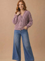 *PRE-ORDER* Button Down Oversized Chunky Cable Cardigan