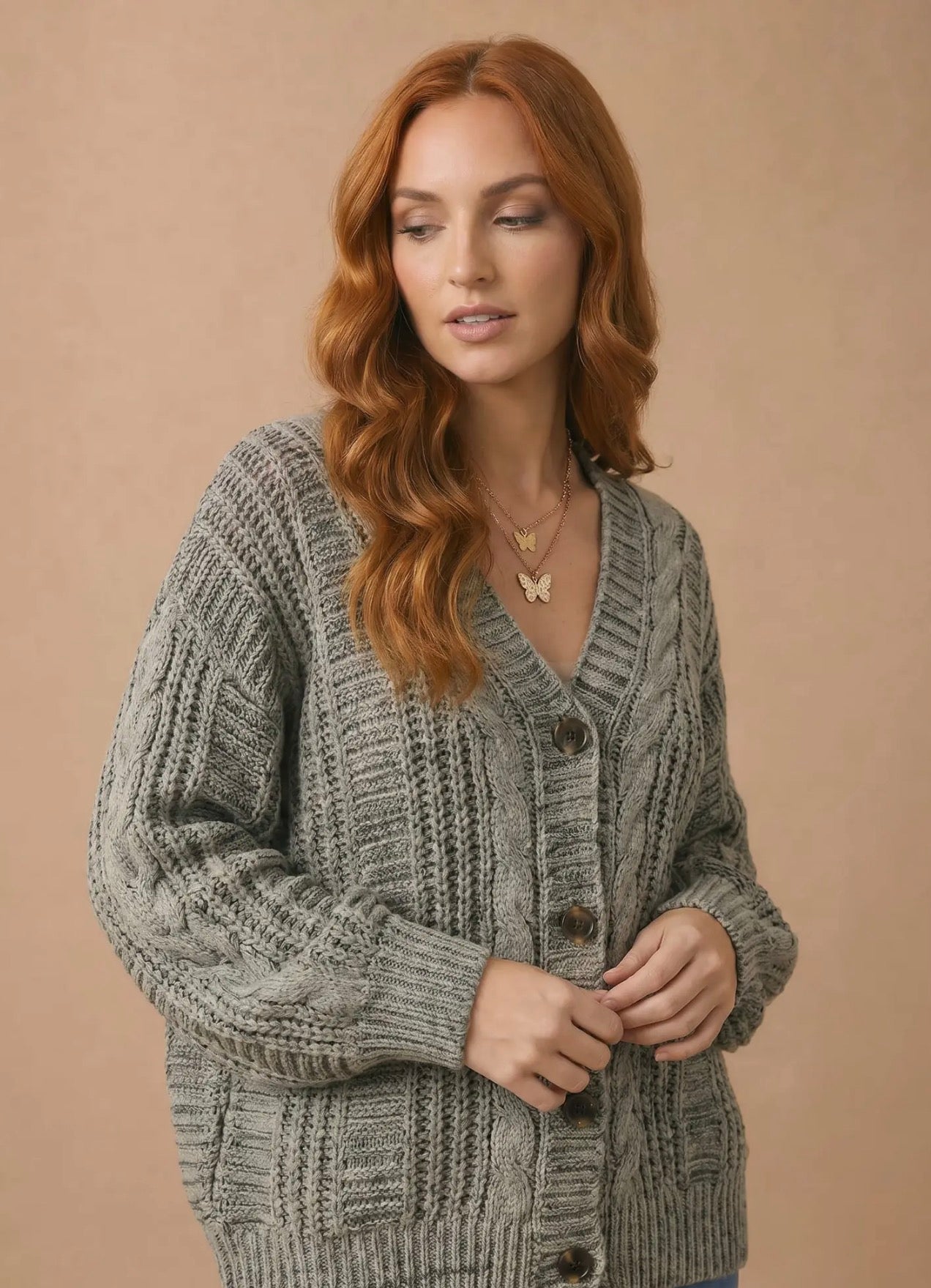 *PRE-ORDER* Button Down Oversized Chunky Cable Cardigan