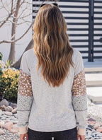 *PRE-ORDER* Color Block Floral Waffle Mixed Patchwork Long Sleeve Top