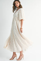 Textured Floral Empire Maxi Dress