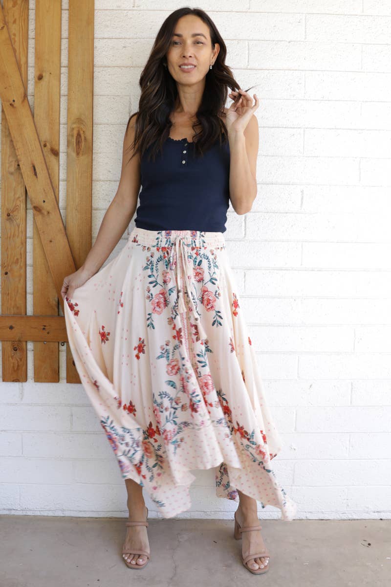 N6E22-A652 HANKY HEM MAXI SKIRT